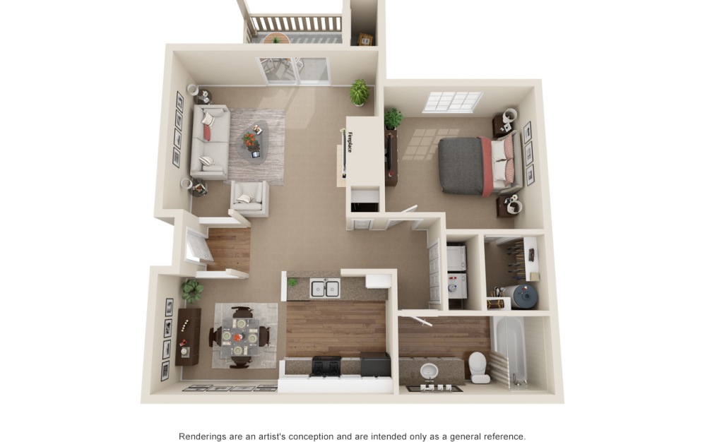 A1 1 Bed 1 Bath Floorplan