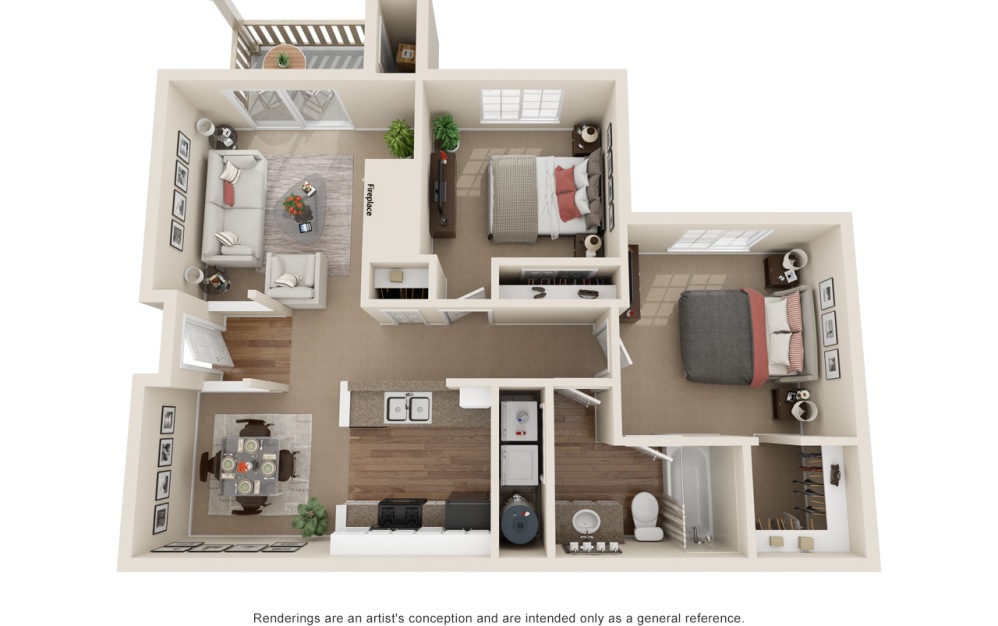 B1 2 Bed 1 Bath Floorplan